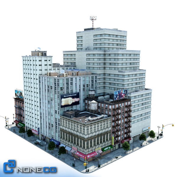 3ds max new york city block - NYC Block Set 6... by NONECG